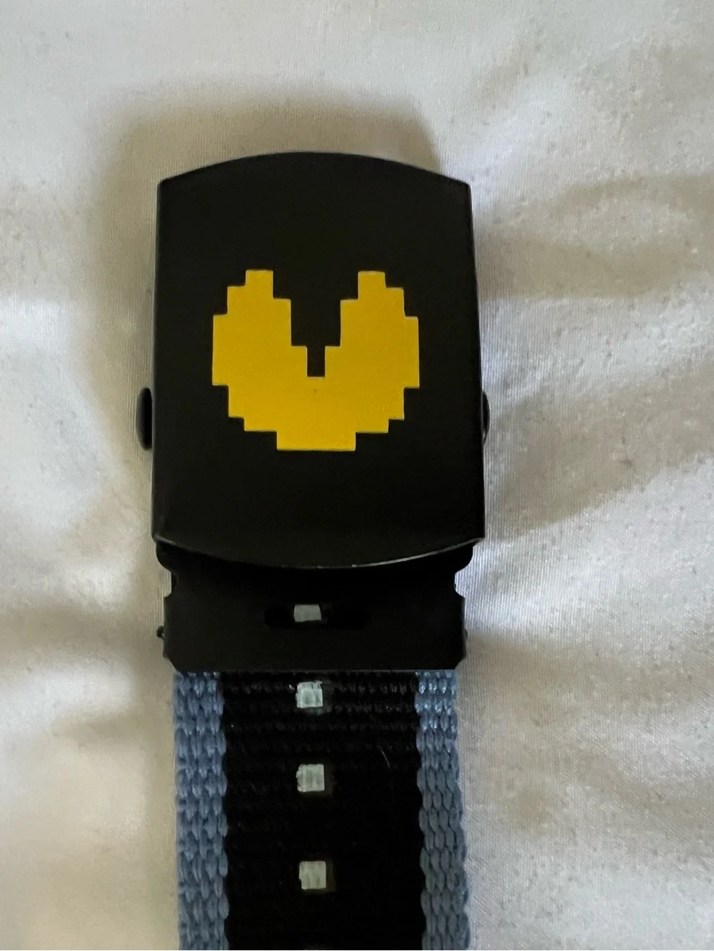 Casual Pixel-Graphic Canvas Web Belt in Light Blue and Black